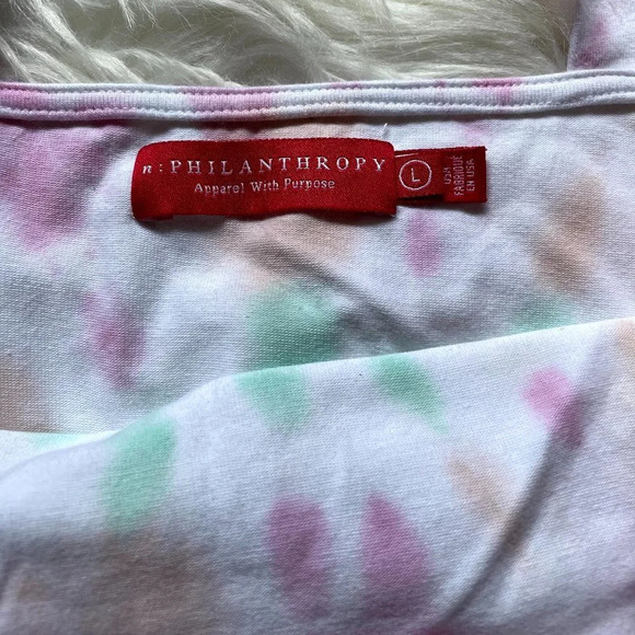 N:philanthropy Tie Dye Square Neck Fitted Midi Jersey High Slit Dress size L - Picture 7 of 9